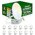 zouzai 12 Pack 6 Inch 6000k/5000k/4000k/3000k/2700k 5CCT Selectable Ultra-Thin LED Recessed Ceiling Light with Junction Box,12W Eqv 110W,Dimmable, led can Lights- ETL and Energy Star Certified