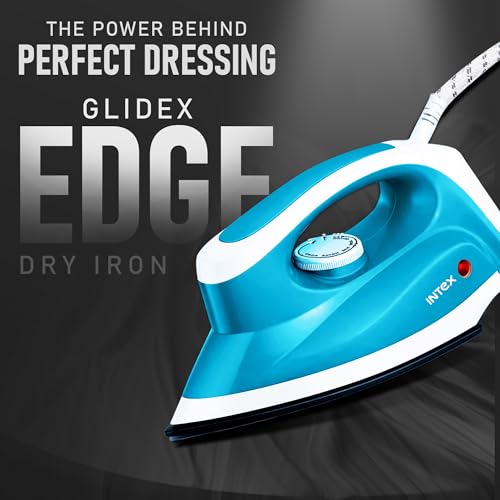 Image of Intex Glidex Edge Dry Iron 1000W | Non-Stick German Coating Soleplate | Adjustable Temperature Control | 360 Swivel Cord | Lightweight Shock Proof Dry Iron for Clothes | 2 Year Warranty (Blue)