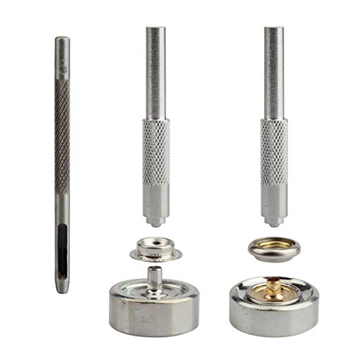 KEYI 43 Pieces (10 Sets) Stainless Steel Fastener Snap Kit Tool,Include Button Stud Socket and Eyelet