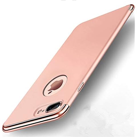 Heyqie iPhone 7 Plus Case, 3 in 1 Ultra-thin 360 Full Body Anti-Scratch Shockproof Hard PC Non-Slip Skin Smooth Back Cover Case with Electroplate Bumper For Apple iPhone 7 Plus 5.5" - Rose Gold Cover