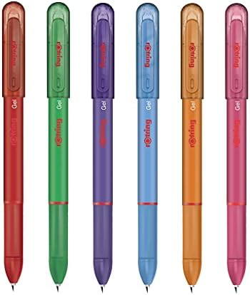 rOtring Gel Rollerball Pens - Medium Point 0.7mm - Rubber Grip - Pack of 6 - Pink Ink - Smooth Quick Drying Gel Ink