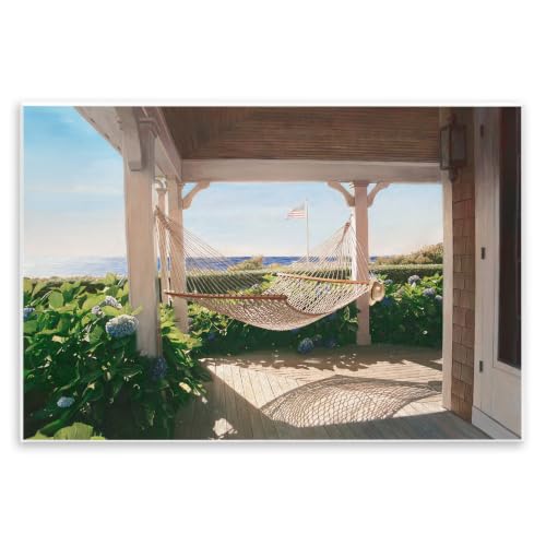 Tranquil Hammock Coastal, 10 x 15 Inch Mounted Print on Wall Plaque