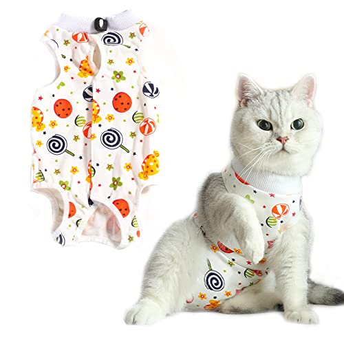 Image of Cat Recovery Suit, 1 Pack Soft Cotton Cat Wound Surgery Recovery Suit After Surgery Wear for Cats, S