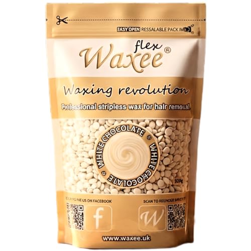 Hot Film Hard wax Stripless hair removal Wax, WAXEE flex, 500g- WHITE CHOCOLATE, Pellets, Bikini, No strips! Brazilian waxing.