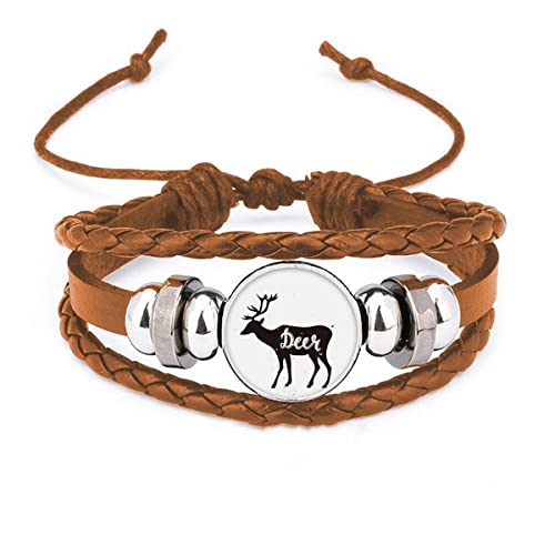 Bracelet en cuir motif cerf noir et blanc - Bijou ajustable pour homme et femme