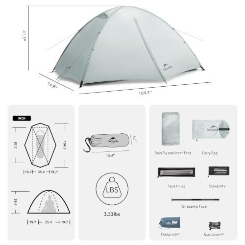 Image of Naturehike Giling 1 /2 Person Backpacking Tent 4 Season Lightweight Tent for Hiking & Bikepacking Easy Setup 3000mm Waterproof Ultralight CampingTents for Outdoor Cycling