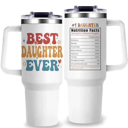 GlitaZola Daughter Tumbler Gifts for Daughters from Moms Best Daughter Ever 40Oz Tumbler with Handle...