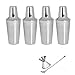 Price comparison product image Kosma Set of 4 Stainless Steel Cocktail Shaker 500ml with"FREE" Peg Measurer 30/60 ml & Mixing Spoon 11"