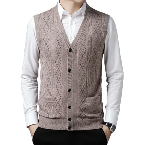 Gilet en tricot homme chaud sans manches col en V jacquard business