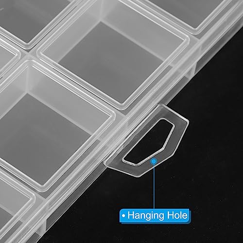 Image of PATIKIL 28 Grids Jewelry Organizer Box, 3 Pack 18mm Clear Plastic Jewelry Boxes Storage Container for Beads Crafts DIY Earrings Pendants Rings, Style 1
