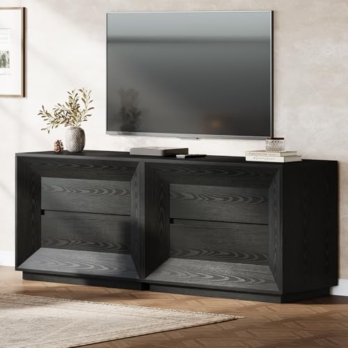Image of Tribesigns Large Nightstand Set of 2, Oversized Night Stand with 2 Drawers, 35.43 inch Wide Bedside Table Sofa Side Table, Black