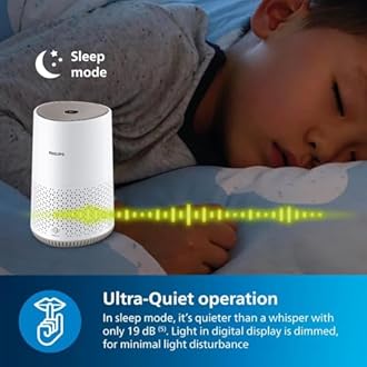 Philips Air Purifier 600 Series, Ultra Quiet and Energy-Efficient for Allergy Sufferers, HEPA Filter Removes 99.97 Percent of Pollutants, for Rooms up to 44 m2, App-Controlled, White (AC0650/10)