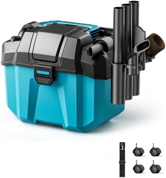 3-in-1 Cordless Shop Vac for 18V Battery, 2Gal Wet Dry Vacuum | Dual Suction, Brushless, w/Accessory Holder, HEPA Filter, Shoulder Strap, for Garage, Car, Workshop, Tool Only
