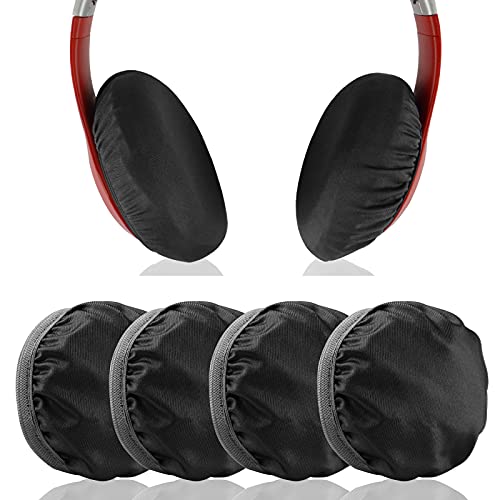 Geekria 2 Pairs Flex Fabric Headphones Ear Covers, Washable & Stretchable Sanitary Protectors for Over-Ear Headset, Sweat Cover for Gym, Gaming (M/Black-Red)