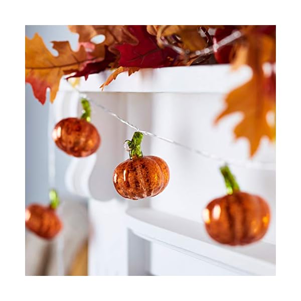 Lights4fun 20er LED Micro Halloween Lichterkette Kürbis warmweiß Timer Batterie – Bild 3