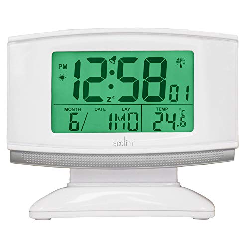 Acctim Integra 2 71942 Radio Controlled Smartlite Alarm Clock in White and Silver