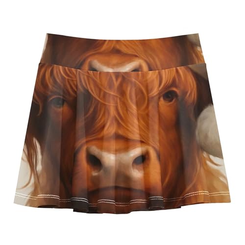 Tennis Skirts Kids Christmas Highland Cow Girls' Shorts Athletic Skorts Navy Butterfly 4t