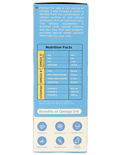 Fish 3Oil 3-6 Oil for cats-Immunity, Shiny Coat, Better Growth Booster-Dietary Supplement with Vitamins & Antioxidants