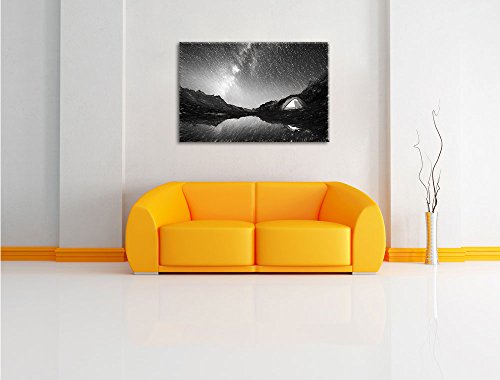 Pixxprint Zelten Unter tausenden Sternen Kunst Kohle Effekt ALS Leinwandbild/Größe: 3 Teilig (120x80 cm) cm/Wandbild/Kunstdruck/fertig bespannt – vue 2