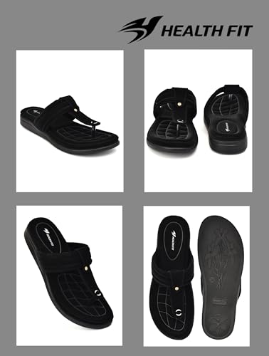 Image of HEALTH FIT EXTRA SOFT Women's Comfortable Memory Foam Doctor Slippers /Flip-Flops|Fashionable Casual & Stylish|Lightweight & Breathable|Outdoor Synthetic Casual Chappals Sandals Ladies & Girls HF28