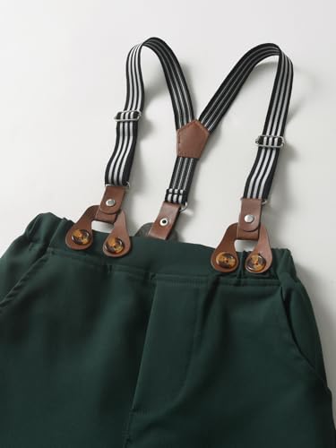 Image of Boarnseorl Baby Boys Pants Sets, Infant Long Sleeve Shirt + Pants + Bow Tie + Suspenders Outfits