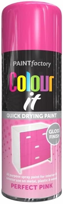 SuperGift.com 2x Pink Gloss All Purpose Aerosol Spray Paint 250ml Quick Drying Spray, Fast Dry and Excellent Coverage for Metal, Wood, Plastic and More by Diva Gift