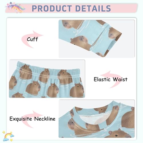 ALAZA Capybara Water Blue Pajamas Long Sleeve Sleepwear 2-Piece Pajama Set4