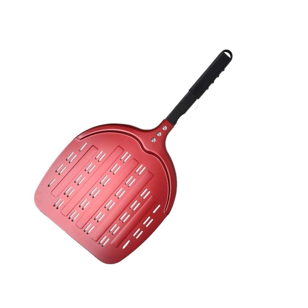 Pala Pizza Pala for pizza de aluminio anodizado duro 12 a 14 pulgadas con mango corto y cuadrada, antiadherente(Red 12inch 58cm)