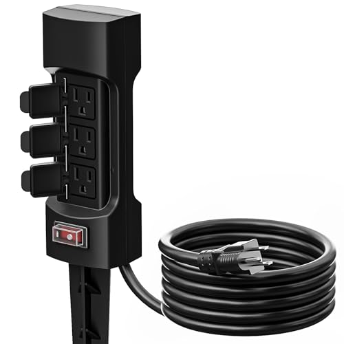 K KASONIC Outdoor Power Stake, Kasonic 6-Outlet 9 ft Extension Cord Power Strip, Double Sided with...