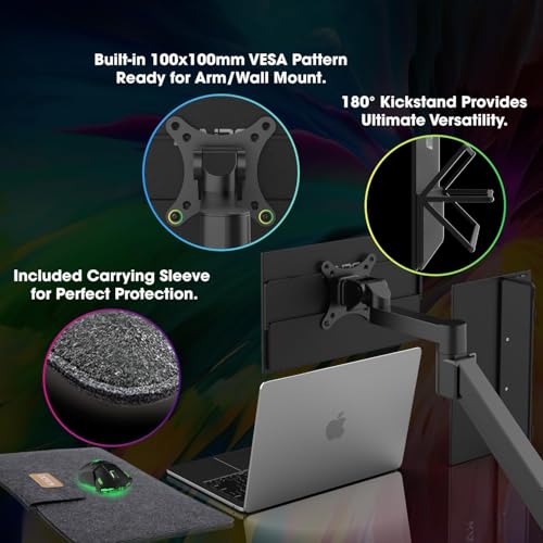 Image of Kado Portable Monitor 15.6 Inch 1080p 100% sRGB Ultra-Slim Gaming Display | Laptop Monitor 1920x1080 180 Kickstand, Carrying Case for PC, Mac, Phone, Dex, Xbox, PS5, USB-C & HDMI Connectivity