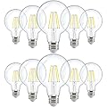 Sunco 10 Pack G25 Globe Light Bulbs LED Edison Vanity Light Bulbs, CRI90 3000K Warm White, Dimmable, 5W=60W, Clear Vintage Filament Globe, 500 Lumens, E26 Base Indoor Outdoor Clear UL