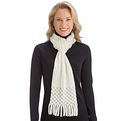 Collections Etc Pull Through Winter Scarf with Fringe2