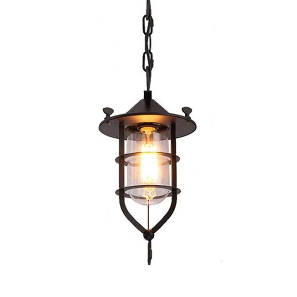 PLQWUJD Exquisite Chandelier Industrial Black Metal Pendant Light, Retro Farmhouse Hanging Lamp with Glass Lampshade, American Rural Single Head Chandelier for Kitchen Island, Dining Room