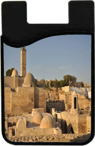 Island Gifting Neoprene Stick-on ID Card Holder for iPhone/Galaxy/Google Android Cases Featuring Image of The Citadel of Aleppo Syria, cell-sleeve-mas-829