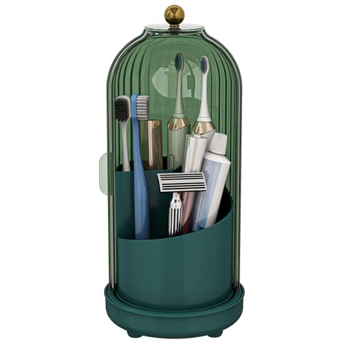 Zufudo Toothbrush Holders with Cover, Drainage Rotating...