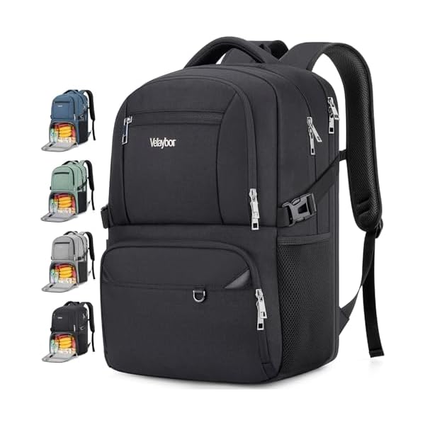 Insulated Lunch Backpack Fit 17" Laptop, Work Backpack with Lunch Box & USB Charging Port for Men & Women, Water Resistant College Computer Bag for Travel, Business, Hiking (Black)