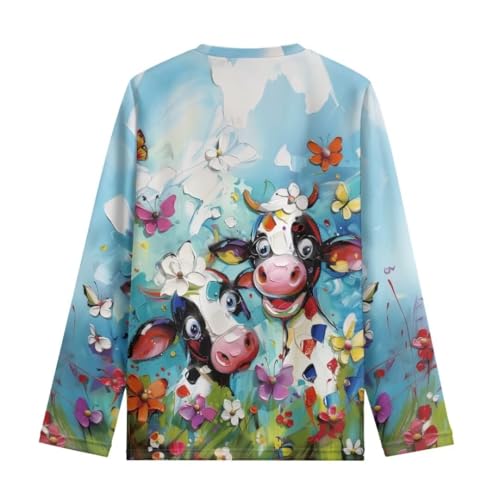 Image of Long Sleeve Shirts for Girls Winter Tops 3-16t Cartoon T Shirts for Fall Clothes