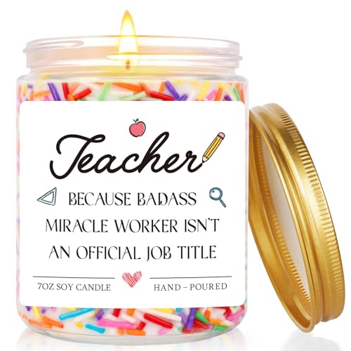 Teacher Gifts Thank You Teachers Gift Teachers Supplies Teacher Gifts for Women Nursery Math English History Gift from Students at Graduation Funny Vanilla Scented Candles 7OZ