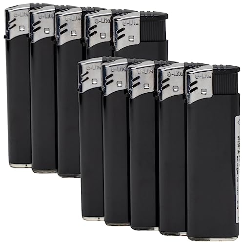 東京パイプ(Tokyo Pipe) 使い捨てライター 10本セット プッシュ 電子式 e-Lite 黒 871942