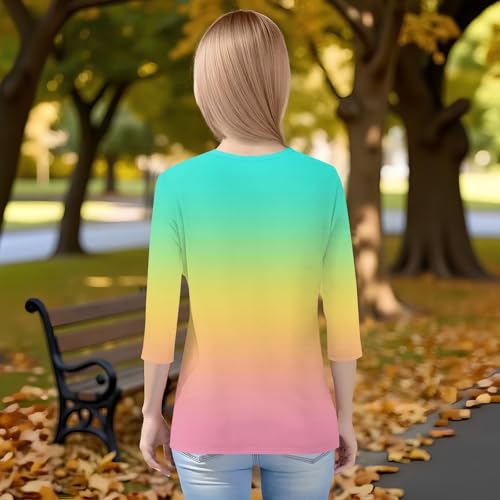 Girls Shirts 3/4 Sleeve Summer Cute Tops Crewneck Classy Clothes Fall Tie Dye 3/4 Sleeve Outfits Kids Vacation2