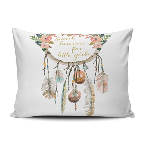 XIUBA Pillowcases Coloured Boho Dream Catcher Thank Heaven Little Girls Customizable Cushion Decorative