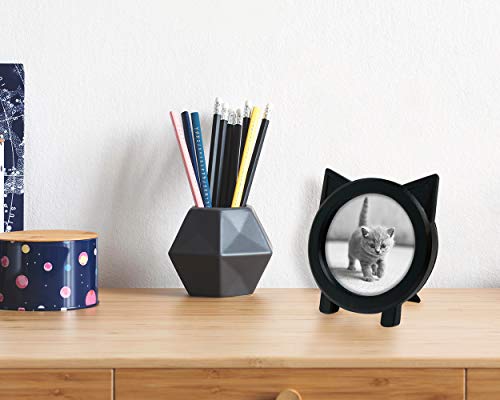 Isaac Jacobs 4X4 Round Resin Sentiment Cat Picture Frame With Ears, Photo Tabletop & Wall Display Hanging Display & Home Décor (Black) #TOP5