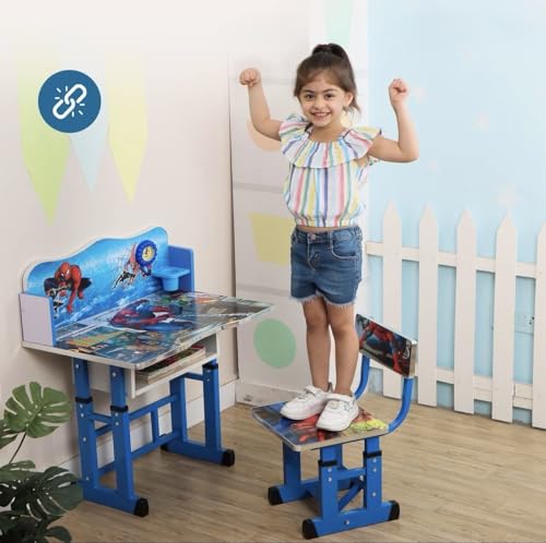 Image of Kids Study Table and Chair Set (Blue) | 4-15 Years | Adjustable Height| Strong and Ergonomic