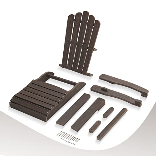 Acuel Folding Adirondack Chair, Poly Lumber Fire Pit Chair, Durable All-Weather Patio Chairs For Garden, 350 Lbs Support Oversized Adirondack Chair (Dark Brown, 1 Pc) #TOP7
