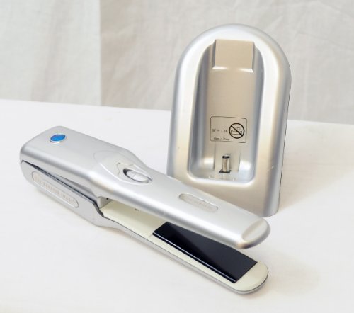 GSI Super Quality Portable Cordless Flat Style Hair Iron, Dual Ceramic Plates, Cradle Docking Station, Carrying Case And Car Charger Included - Great For Travel Or Home Use