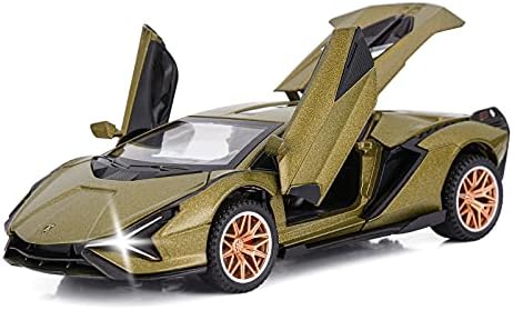 SASBSC Sian FKP3 Metal Model Car with Light and Sound Pull Back Toy Cars for 3 Year Old Boys and Up (Army Green)