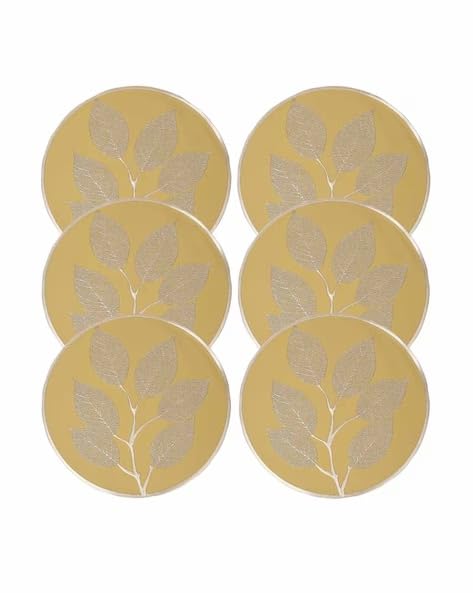 Image of Dakshya Industries PVC Waterproof Round Table Placemat & Table Runner Combo Set | 6 Round Table Mats (38 x 38 cm) + 1 Table Runner | Heat Resistant, Washable, Non Slip Dining Table Decor (Orlina)