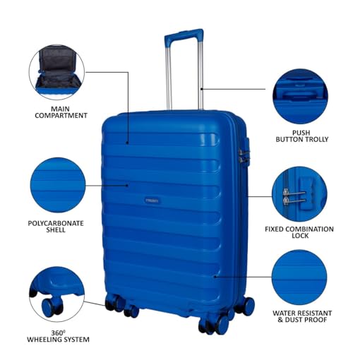 Image of Priority Trolley Bag for Travel | 28 Inch Polycarbonate Hardsided Check-in Suitcase /Luggage Bag (71 cm | Large | Royal Blue)
