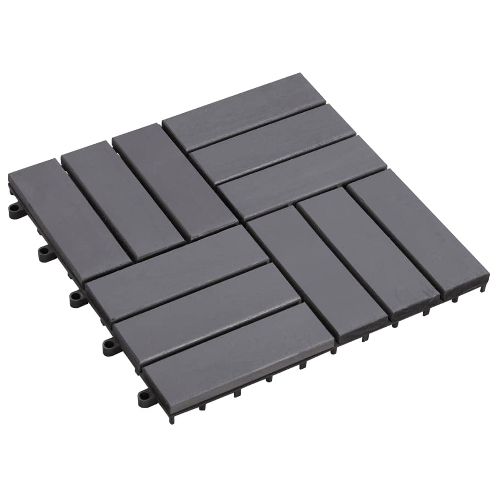 vidaXL 10x Solid Acacia Wood Decking Tiles Plastic Interlocking Tile Flooring Patio Indoor Outdoor Terrace Grey Wash 30x30cm