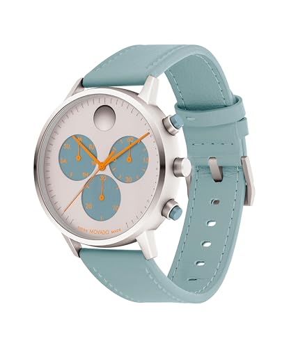 Movado Face Men's Luxury Chronograph Watch - Swiss Quartz Movement, Leather Strap - Water Resistance 30 Meters (3ATM) - Stylish Timepiece - Gift for Him - 43mm2